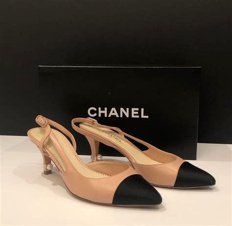 chanel open toed satin bow pearl heels white|chanel slingbacks shoes.